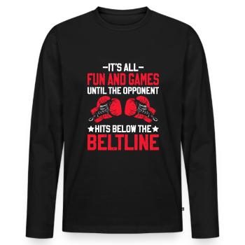 Boxer boxing - Männer Premium Bio Langarmshirt - Schwarz - Vorne - Nico (187cm)