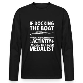 Boating Boat Captain - Men's Premium Organic Long Sleeve Shirt - black - Front - Nico (187cm)