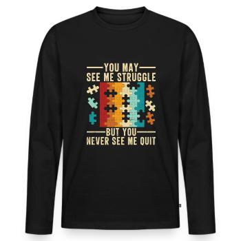 Jigsaw Puzzle - Men's Premium Organic Long Sleeve Shirt - black - Front - Nico (187cm)
