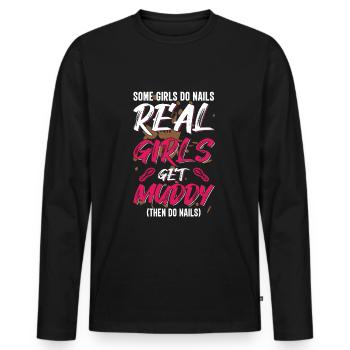 boue course boue fille - T-shirt manches longues Premium bio Homme - noir - Devant - Nico (187cm)