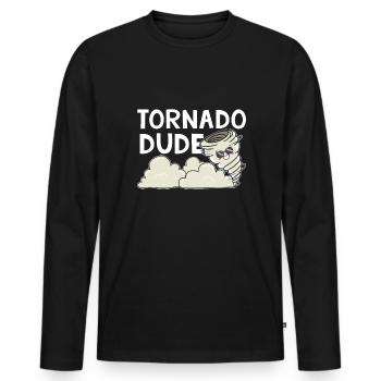 Storm chasing meteorologist tornado boy - Men's Premium Organic Long Sleeve Shirt - black - Front - Nico (187cm)