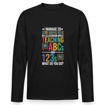 VPK Teacher Voluntary Prekindergarten - Men's Premium Organic Long Sleeve Shirt - black - Front - Nico (187cm)
