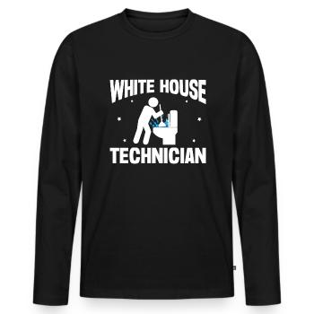 Drôle de boucher les toilettes humour Hilarant - T-shirt manches longues Premium bio Homme - noir - Devant - Nico (187cm)