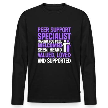 Peer Support Specialist PSS - Männer Premium Bio Langarmshirt - Schwarz - Vorne - Nico (187cm)