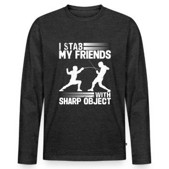 Fencer Funny Fencing - Männer Premium Bio Langarmshirt - Anthrazit meliert - Vorne - Nico (187cm)