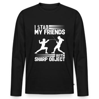 Fencer Funny Fencing - Männer Premium Bio Langarmshirt - Schwarz - Vorne - Nico (187cm)