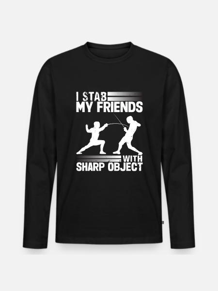 Fencer Funny Fencing - Männer Premium Bio Langarmshirt - Schwarz