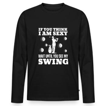 Golf Golfer - Männer Premium Bio Langarmshirt - Schwarz - Vorne - Nico (187cm)