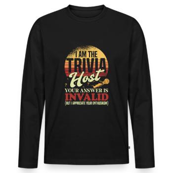 Trivia Night Host - Men's Premium Organic Long Sleeve Shirt - black - Front - Nico (187cm)