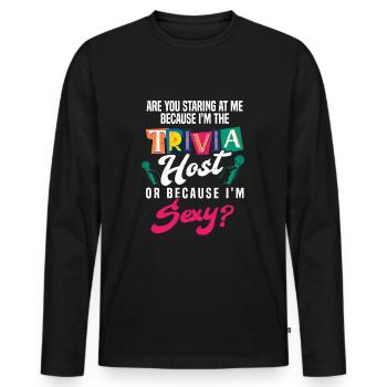 Trivia Night Host - Men's Premium Organic Long Sleeve Shirt - black - Front - Nico (187cm)