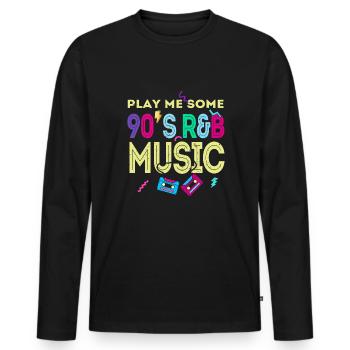 Artiste R&B des années 90 Drôle de R and B - T-shirt manches longues Premium bio Homme - noir - Devant - Nico (187cm)