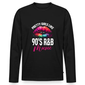Artiste R&B des années 90 Drôle de R and B - T-shirt manches longues Premium bio Homme - noir - Devant - Nico (187cm)