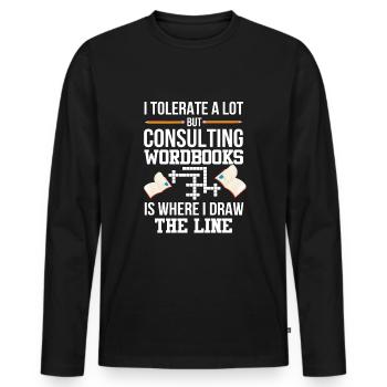 Mots croisés - T-shirt manches longues Premium bio Homme - noir - Devant - Nico (187cm)