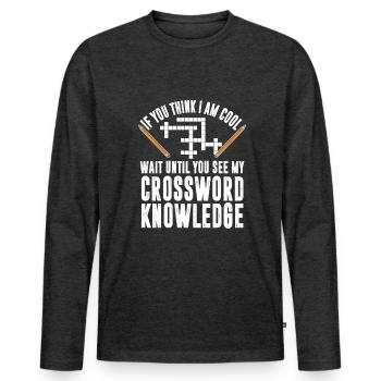 Mots croisés - T-shirt manches longues Premium bio Homme - anthracite chiné - Devant - Nico (187cm)