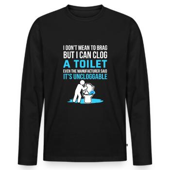 Drôle de boucher les toilettes humour Hilarant - T-shirt manches longues Premium bio Homme - noir - Devant - Nico (187cm)