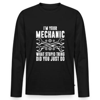 Car mechanic engineer - Männer Premium Bio Langarmshirt - Schwarz - Vorne - Nico (187cm)