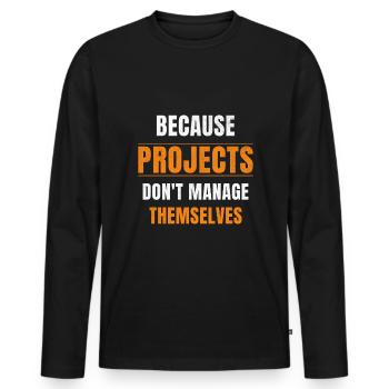 Project Manager - Men's Premium Organic Long Sleeve Shirt - black - Front - Nico (187cm)