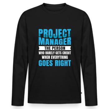 Project Manager - Men's Premium Organic Long Sleeve Shirt - black - Front - Nico (187cm)