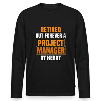 Retired project Manager - Männer Premium Bio Langarmshirt - Schwarz - Vorne - Nico (187cm)