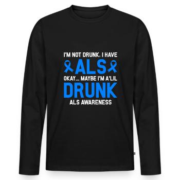 SLA Warrior Sclérose latérale amyotrophique - T-shirt manches longues Premium bio Homme - noir - Devant - Nico (187cm)