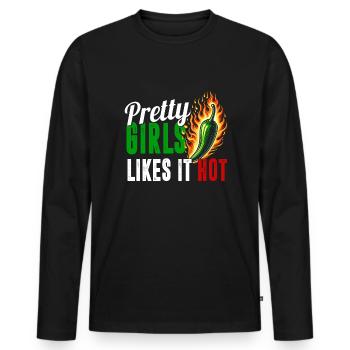Mexican Jalapeno Chili - Men's Premium Organic Long Sleeve Shirt - black - Front - Nico (187cm)