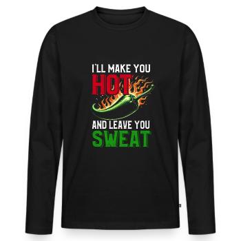 Mexican Jalapeno Chili - Men's Premium Organic Long Sleeve Shirt - black - Front - Nico (187cm)