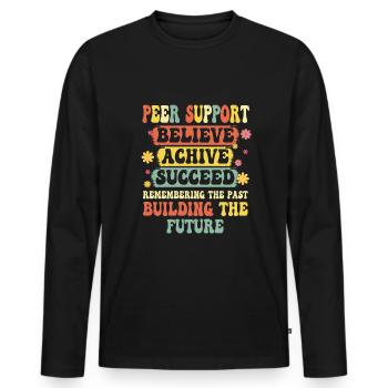 Peer Support Specialist PSS - Männer Premium Bio Langarmshirt - Schwarz - Vorne - Nico (187cm)
