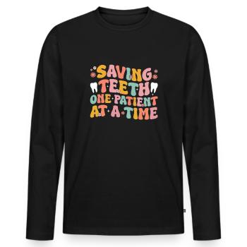 Dental Hygienist Hygiene RDH - Men's Premium Organic Long Sleeve Shirt - black - Front - Nico (187cm)