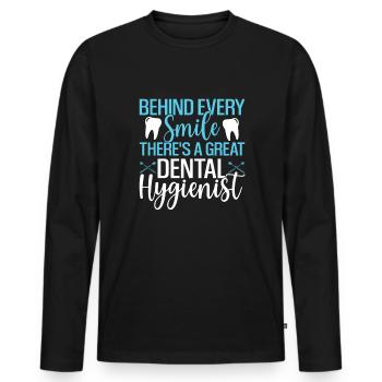 Dental Hygienist Hygiene RDH - Men's Premium Organic Long Sleeve Shirt - black - Front - Nico (187cm)