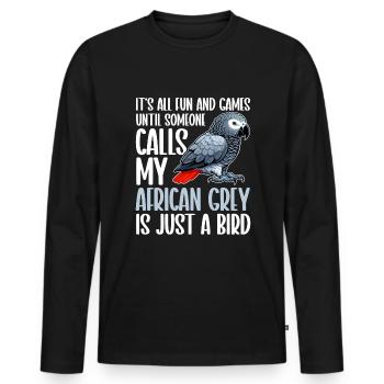 African Grey Parrot - Männer Premium Bio Langarmshirt - Schwarz - Vorne - Nico (187cm)