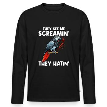 African Grey Parrot - Männer Premium Bio Langarmshirt - Schwarz - Vorne - Nico (187cm)