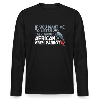 African Grey Parrot - Männer Premium Bio Langarmshirt - Schwarz - Vorne - Nico (187cm)