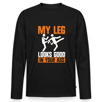 Leg amputee amputation - Men's Premium Organic Long Sleeve Shirt - black - Front - Nico (187cm)