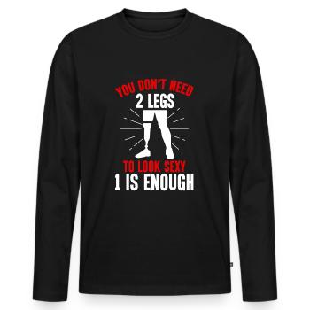 Leg amputee amputation - Men's Premium Organic Long Sleeve Shirt - black - Front - Nico (187cm)