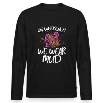 Course de fille de boue - T-shirt manches longues Premium bio Homme - noir - Devant - Nico (187cm)