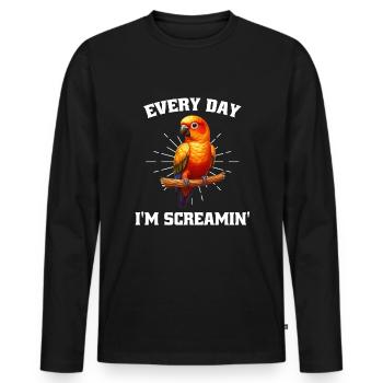 Sun conure - Männer Premium Bio Langarmshirt - Schwarz - Vorne - Nico (187cm)