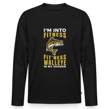 Pêche au doré jaune - T-shirt manches longues Premium bio Homme - noir - Devant - Nico (187cm)