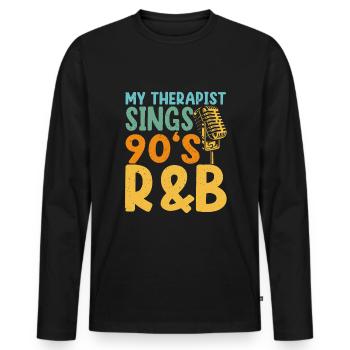 Artiste R&B des années 90 Drôle de R and B - T-shirt manches longues Premium bio Homme - noir - Devant - Nico (187cm)
