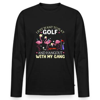 Golf Girl Golfer - Männer Premium Bio Langarmshirt - Schwarz - Vorne - Nico (187cm)