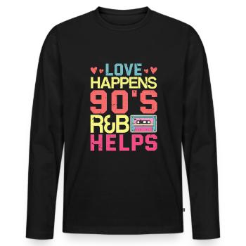 Artiste R&B des années 90 Drôle de R and B - T-shirt manches longues Premium bio Homme - noir - Devant - Nico (187cm)