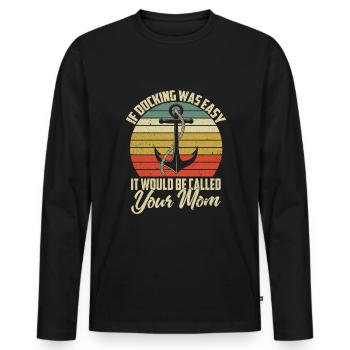 Boating Boat Captain - Men's Premium Organic Long Sleeve Shirt - black - Front - Nico (187cm)