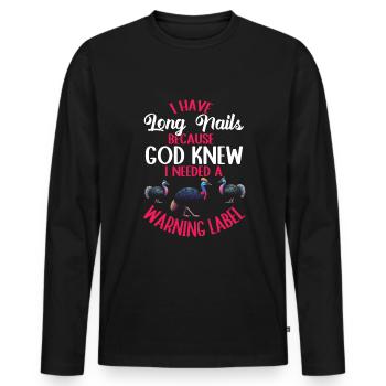 Cassowary - Men's Premium Organic Long Sleeve Shirt - black - Front - Nico (187cm)