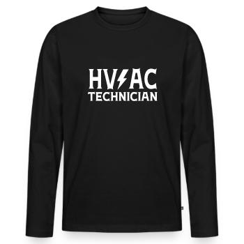 HVAC Tech AC Repairman Technician - Men's Premium Organic Long Sleeve Shirt - black - Front - Nico (187cm)
