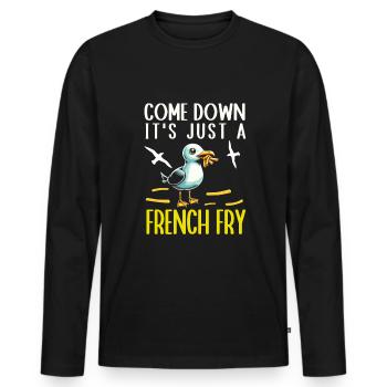 Mouette Oiseau de mer - T-shirt manches longues Premium bio Homme - noir - Devant - Nico (187cm)