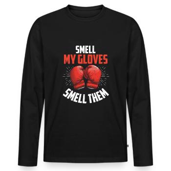 Boxe boxeuse - T-shirt manches longues Premium bio Homme - noir - Devant - Nico (187cm)