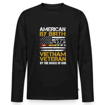 Viet Nam Vétéran Papi - T-shirt manches longues Premium bio Homme - noir - Devant - Nico (187cm)