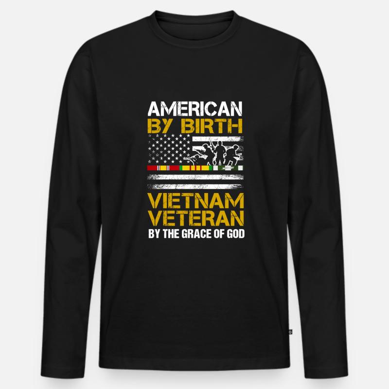 Viet Nam Vétéran Papi - T-shirt manches longues Premium bio Homme - noir