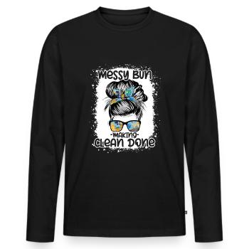 Concierge d’école - T-shirt manches longues Premium bio Homme - noir - Devant - Nico (187cm)