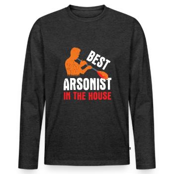 Soufflage de verre Souffleur de verre - T-shirt manches longues Premium bio Homme - anthracite chiné - Devant - Nico (187cm)