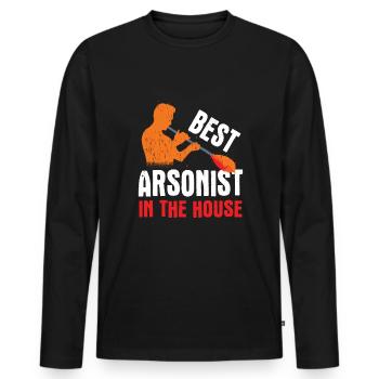 Soufflage de verre Souffleur de verre - T-shirt manches longues Premium bio Homme - noir - Devant - Nico (187cm)
